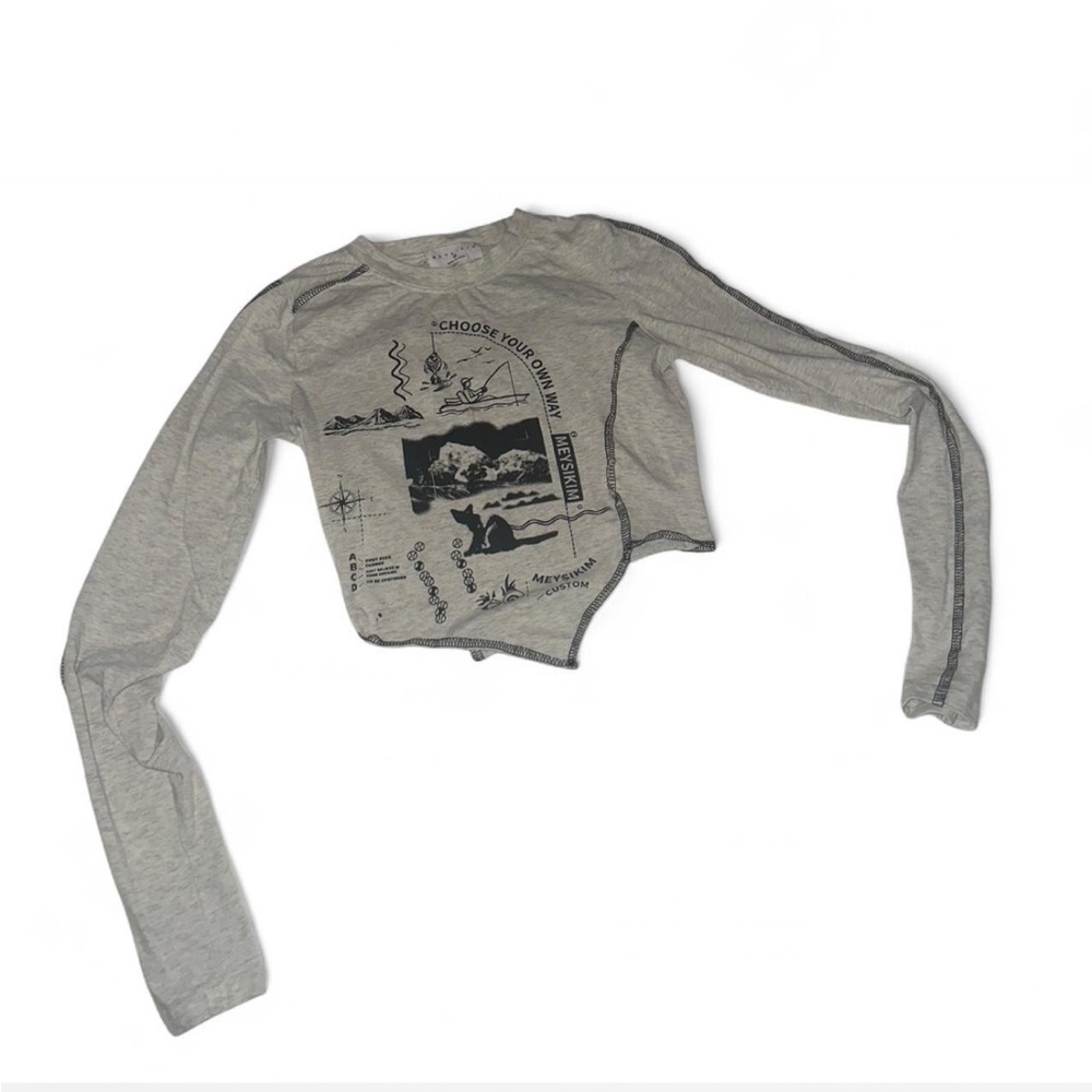 Graphic Long Sleeve Crop Top